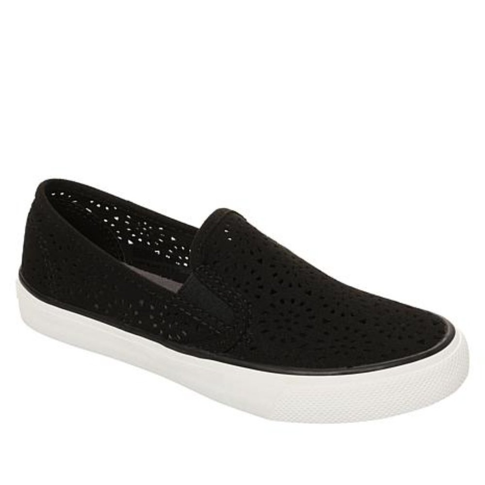 Sperry Seaside Nautical Perforated Black Size 8.5